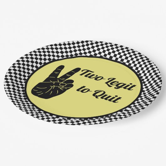 Twee Legit to Quit| Retro 2e Birthday Checkerboard Papieren Bordje (Gekanteld)