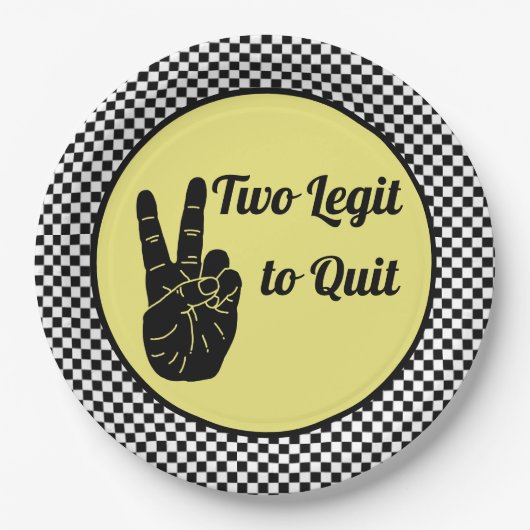 Twee Legit to Quit| Retro 2e Birthday Checkerboard Papieren Bordje (Voorkant)