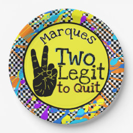 Twee Legit to Quit| Retro 2e Birthday Checkers Papieren Bordje