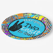 Twee Legit to Quit| Retro 2e verjaardag Blauw Papieren Bordje (Gekanteld)