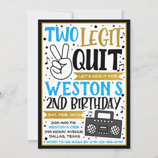 Twee Legit To Quit Uitnodiging, Uitnodiging voor d (Voorkant)