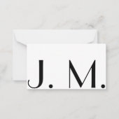 Twee Letter Monogram Modern Black White Minimal Notitiekaartje (Voorkant)