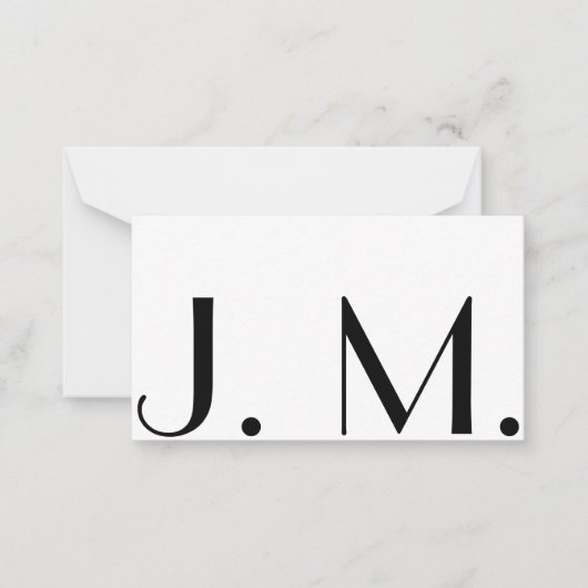 Twee Letter Monogram Modern Black White Minimal Notitiekaartje (Voorkant)