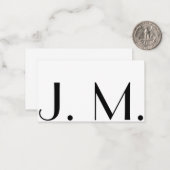 Twee Letter Monogram Modern Black White Minimal Notitiekaartje (Voorkant / Achterkant in situ)