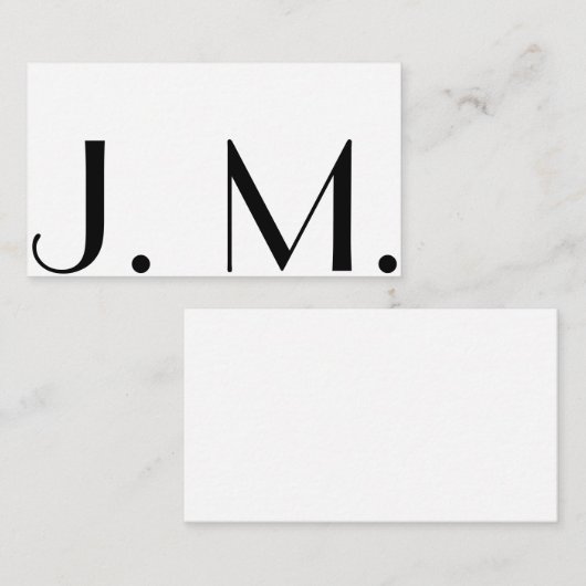 Twee Letter Monogram Modern Black White Minimal Notitiekaartje (Voorkant / Achterkant)
