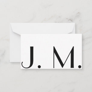Twee Letter Monogram Modern Black White Minimal Notitiekaartje
