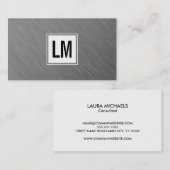 Twee Letter Monogram White Box en Metal Visitekaartje (Voorkant / Achterkant)