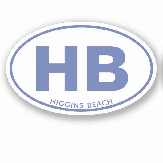 Twee Letter Strand Ovaal Blauw Aangepaste Die Cut Sticker (Voorkant)