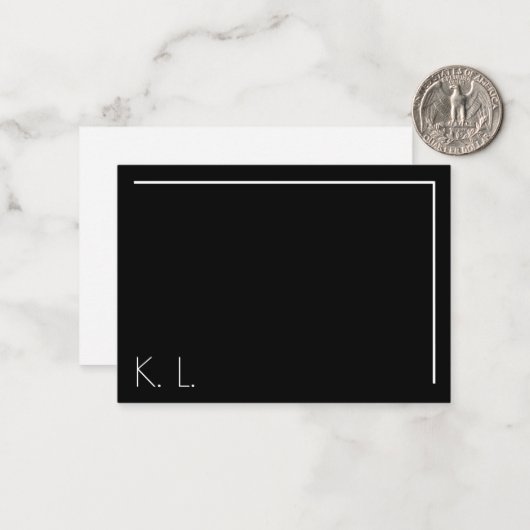 Twee Letter White Black Modern minimalistisch stij Notitiekaartje (Voorkant / Achterkant in situ)