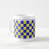 Twee Letter Word Blue en Yellow US Engels Koffiemok (Voorkant links)