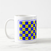 Twee Letter Word Blue en Yellow US Engels Koffiemok (Links)