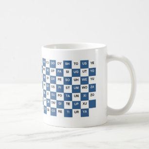 Twee letterwoorden blauw en wit Intrl. versie Koffiemok
