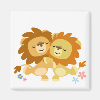 Twee Leuke Cartoon Leeuwen Tango Magnet