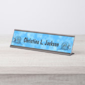 Twee Leuke Cartoon Slakken Tie Dye Blue Shells Bureau Naambordje (Voorkant)