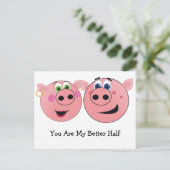 Twee leuke Cartoons in de liefde Briefkaart (Staand voorkant)