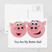 Twee leuke Cartoons in de liefde Briefkaart (Voorkant / Achterkant)