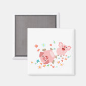 Twee Leuke Cartoons in Lentemagneet Magneet (Voorkant / Achterkant)