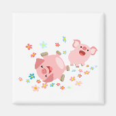 Twee Leuke Cartoons in Lentemagneet Magneet (Voorkant)