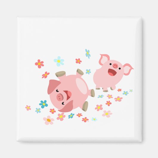 Twee Leuke Cartoons in Lentemagneet Magneet (Voorkant)