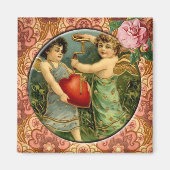 Twee Leuke Cupids  Victoriaans Custom Magnet (Voorkant)