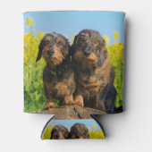 Twee Leuke Dachshund Honden Dackel Foto Grappige B Blikjeskoeler (Voorkant)