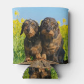Twee Leuke Dachshund Honden Dackel Foto Grappige B Blikjeskoeler (Achterkant)