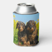 Twee Leuke Dachshund Honden Dackel Foto Grappige B Blikjeskoeler (Blikje Achterkant)