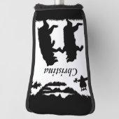 Twee leuke dansende zwarte Beren uil in de boom Golfheadcover (Draai 90)