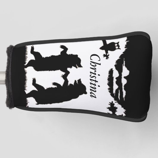 Twee leuke dansende zwarte Beren uil in de boom Golfheadcover (Voorkant)