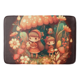 Twee leuke kleine meisjes badmat