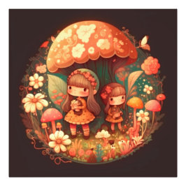 Twee leuke kleine meisjes foto afdruk