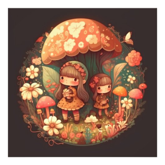 Twee leuke kleine meisjes foto afdruk (Voorkant)