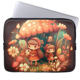 Twee leuke kleine meisjes laptop sleeve