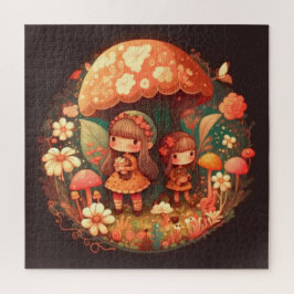 Twee leuke kleine meisjes legpuzzel