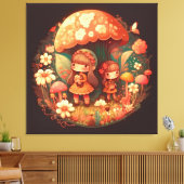 Twee leuke kleine meisjes met Stretted Canvas Prin (Insitu (Woonkamer))