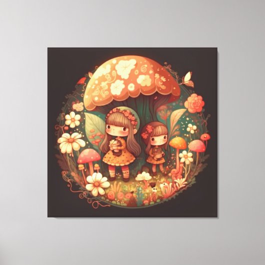 Twee leuke kleine meisjes met Stretted Canvas Prin (Voorkant)