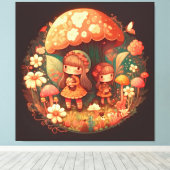 Twee leuke kleine meisjes met Stretted Canvas Prin (Insitu (Houten vloer))