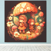 Twee leuke kleine meisjes met Stretted Canvas Prin Afdruk (Insitu (Houten vloer))