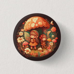 Twee leuke kleine meisjes ronde button 3,2 cm