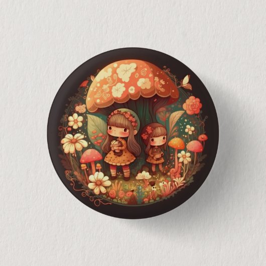 Twee leuke kleine meisjes ronde button 3,2 cm (Voorkant)