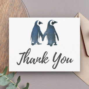 Twee Leuke Pinguïnen Romantisch Huwelijk danken Briefkaart