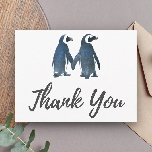 Twee Leuke Pinguïnen | Romantisch Huwelijk danken Briefkaart