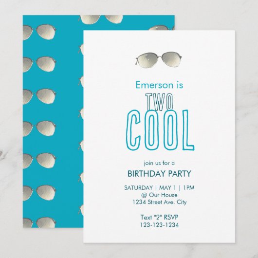 Twee leuke uitnodigingen voor de tweede verjaardag (Voorkant / Achterkant)