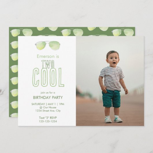 Twee leuke uitnodigingen voor de tweede verjaardag (Voorkant / Achterkant)