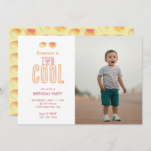 Twee leuke uitnodigingen voor de tweede verjaardag (Voorkant / Achterkant)