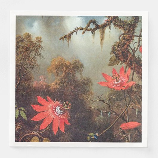 Twee levende vogels op de Passie Vloerwijnstokken Servet (Voorkant)