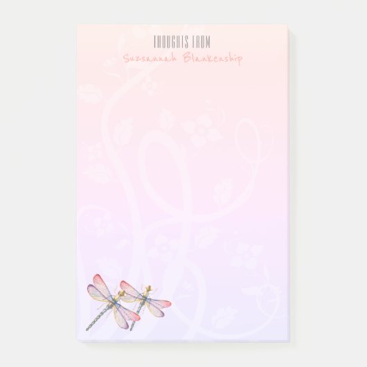 Twee libellen over pastels gepersonaliseerd post-it® notes (Voorkant)