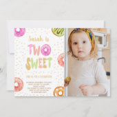 Twee lichtfoto donut Birthday-uitnodigingen Kaart (Voorkant)