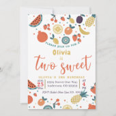 Twee lief fruit 2e verjaardagsfeestuitnodiging kaart (Voorkant)