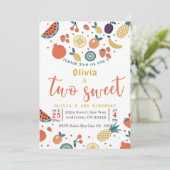 Twee lief fruit 2e verjaardagsfeestuitnodiging kaart (Staand voorkant)